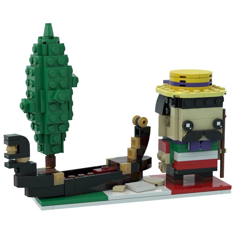 moc积木兼容乐高74981意大利人-贡多拉平底船 套装礼物方头仔系列