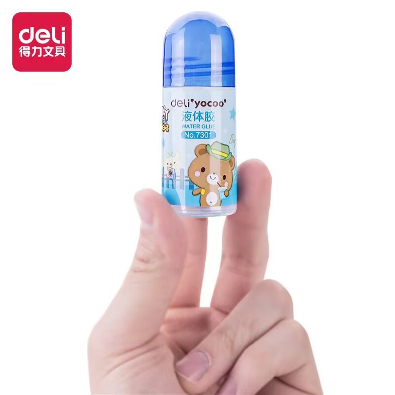 得力7301液体胶水35ml儿童小号液体胶小学生手工制作卡通水晶泥