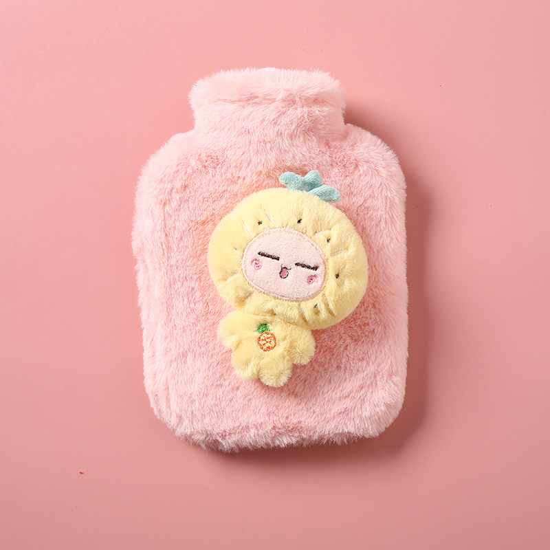 Plush Doll Water Injection Irrigation Hand Warmer Cute Cute Portable Hot-Water Bag Pvc Rabbit Fur Removable and Washable Hot Water Bag
