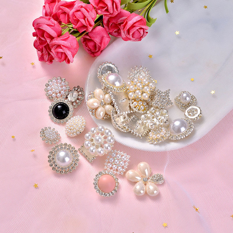 Alloy Buttons Metal Buckle Pearl Full Diamond Welding Button Welding Alloy Bottom Spot Drill Button Ornament Accessories