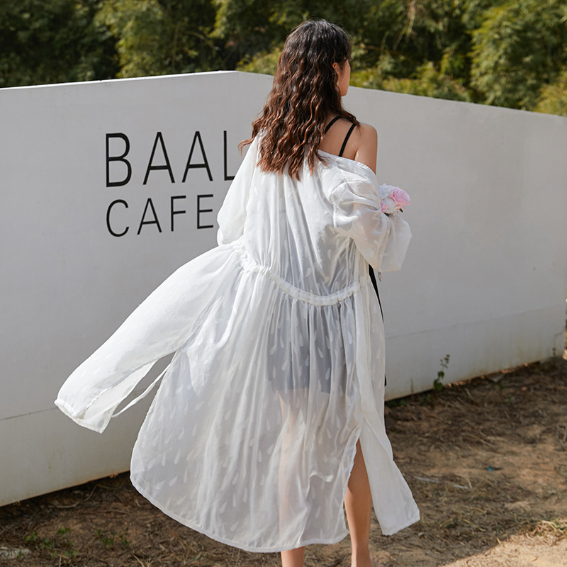 款晒衣蕾丝基尼开衫薄女外套夏季比基尼度假防晒衫沙滩中长海边长