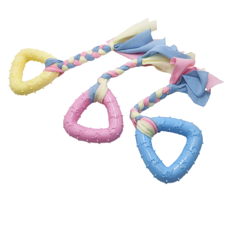 Pet Supplies TPR Cotton String Cloth Dog Bite-Resistant Toy Rubber Candy Color Cute Molar Toy in Stock