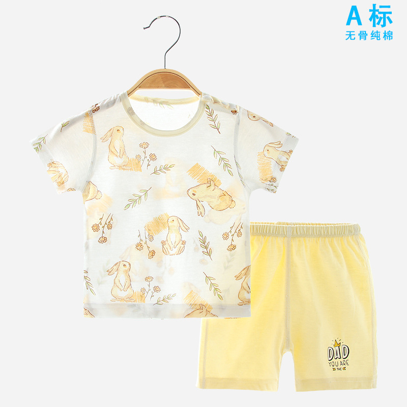 婴儿衣服短袖套装春夏装宝宝短袖短裤薄款棉t恤男童衣服1-3岁