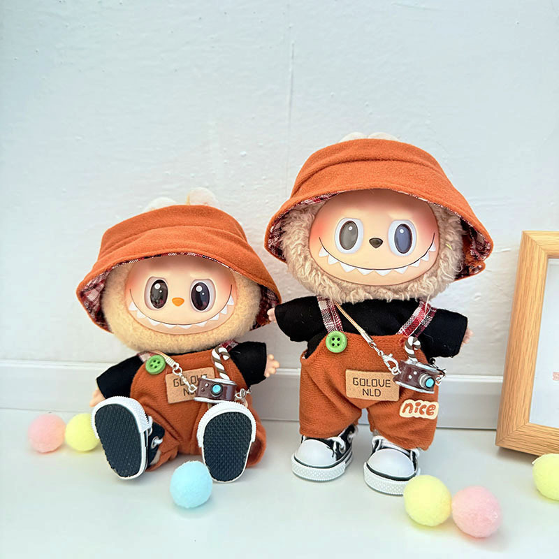 仅娃衣】一二三代钥匙扣Labubu娃衣挂件拉布布暖棕背带裤套装可爱