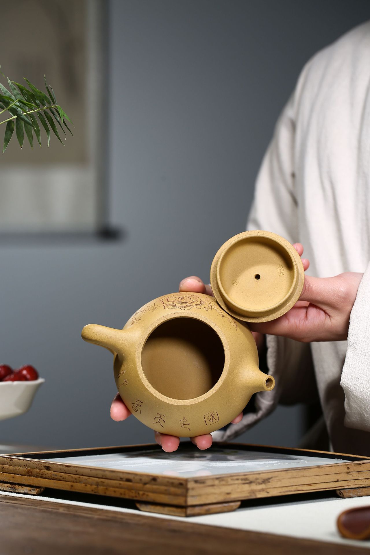 宜兴紫砂壶原矿段泥刻绘景舟石瓢壶功夫茶壶茶具礼品批发定制代发