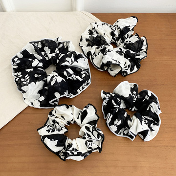 妙德夏季水墨画印花拷边肠圈头饰品法式优雅温柔气质头绳皮筋