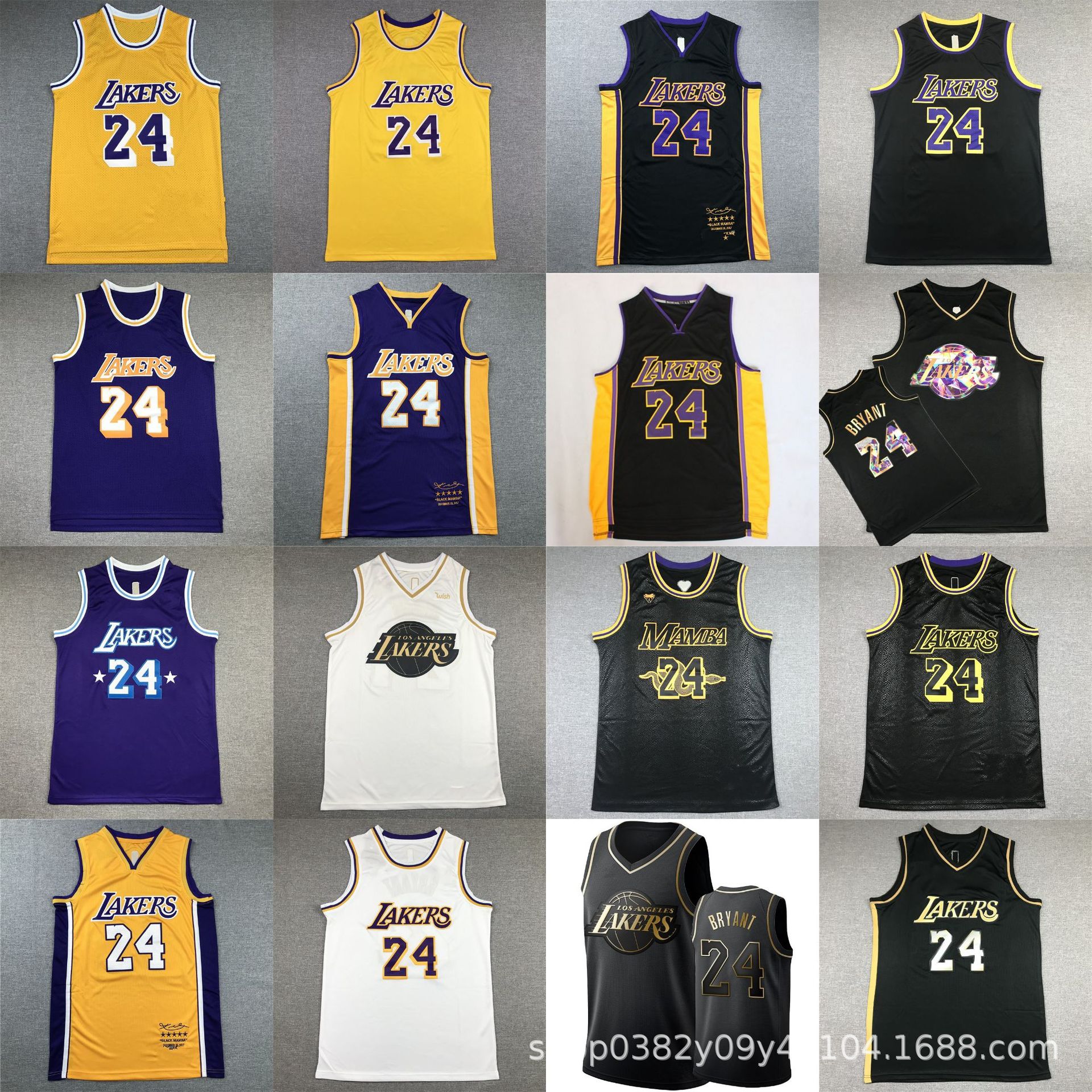 湖人队科比24号 lakers #24 kobe 纪念版刺绣篮球服球衣外贸批发