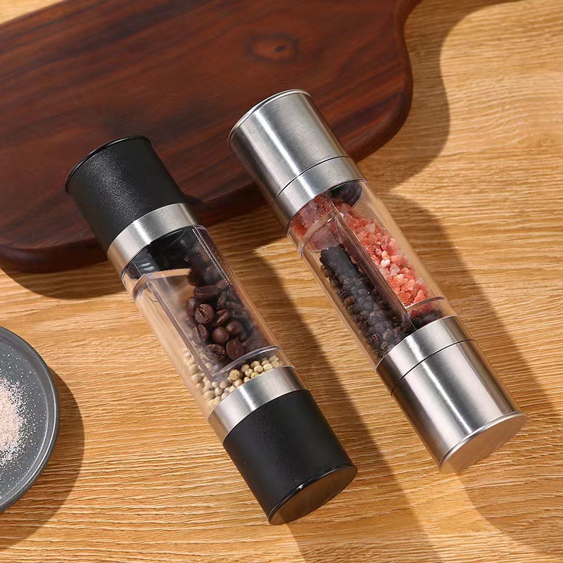 Stainless Steel Manual Double-Headed Sea Salt Pepper Grinder Kitchen Special Adjustable Thickness Grinding Seasoning