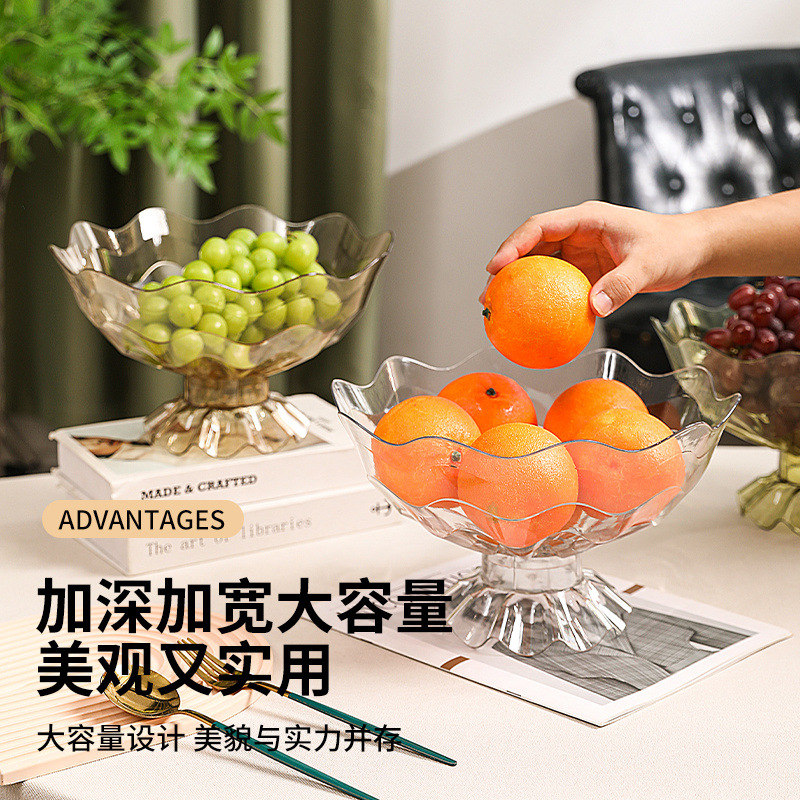 Good-looking Transparent Fruit Plate Simple and Light Luxury Fruit Plate Household Plate Snack Coffee Table Dessert Dried Fruit Candy Plate