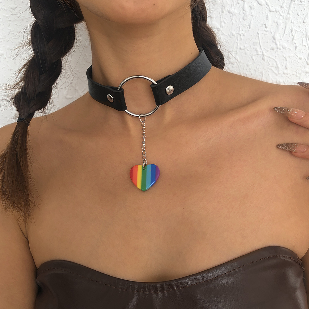 n9580个性皮质朋克choker 欧美夸张原宿潮酷颈圈哥特式镂空项链女