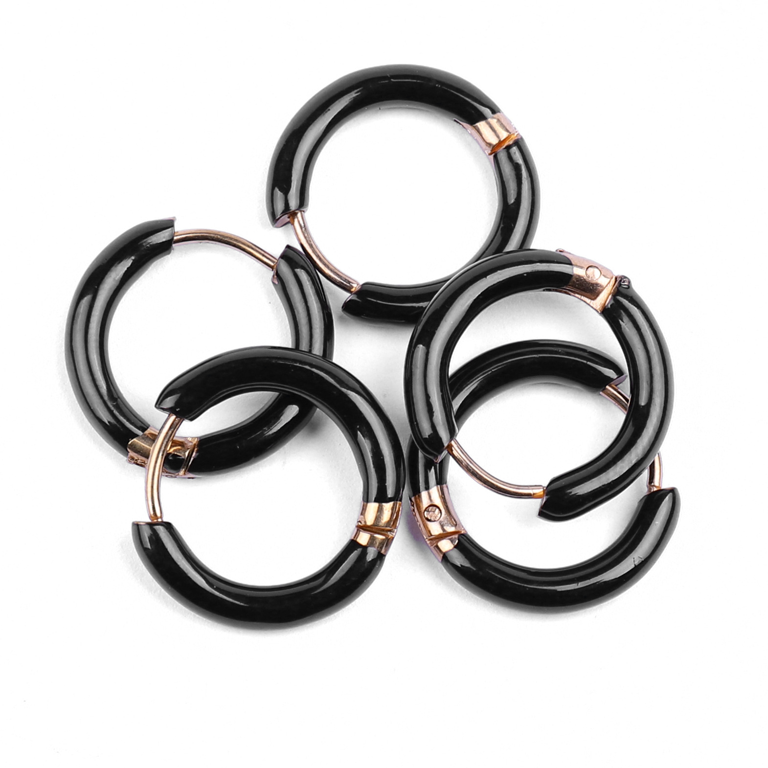 Titanium Steel Earrings Not Allergic Tide Ornament Versatile Personality Dripping Oil N Ear Ring Stainless Steel Ear Clip