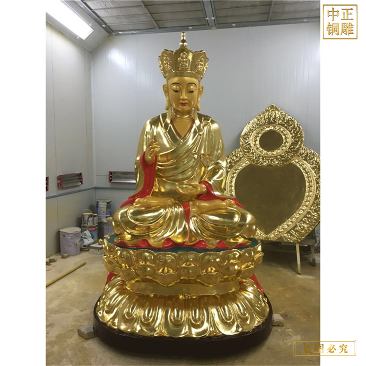 全铜贴金彩绘地藏王菩萨像 地藏王菩萨铜雕塑像 地藏王菩萨铜佛像