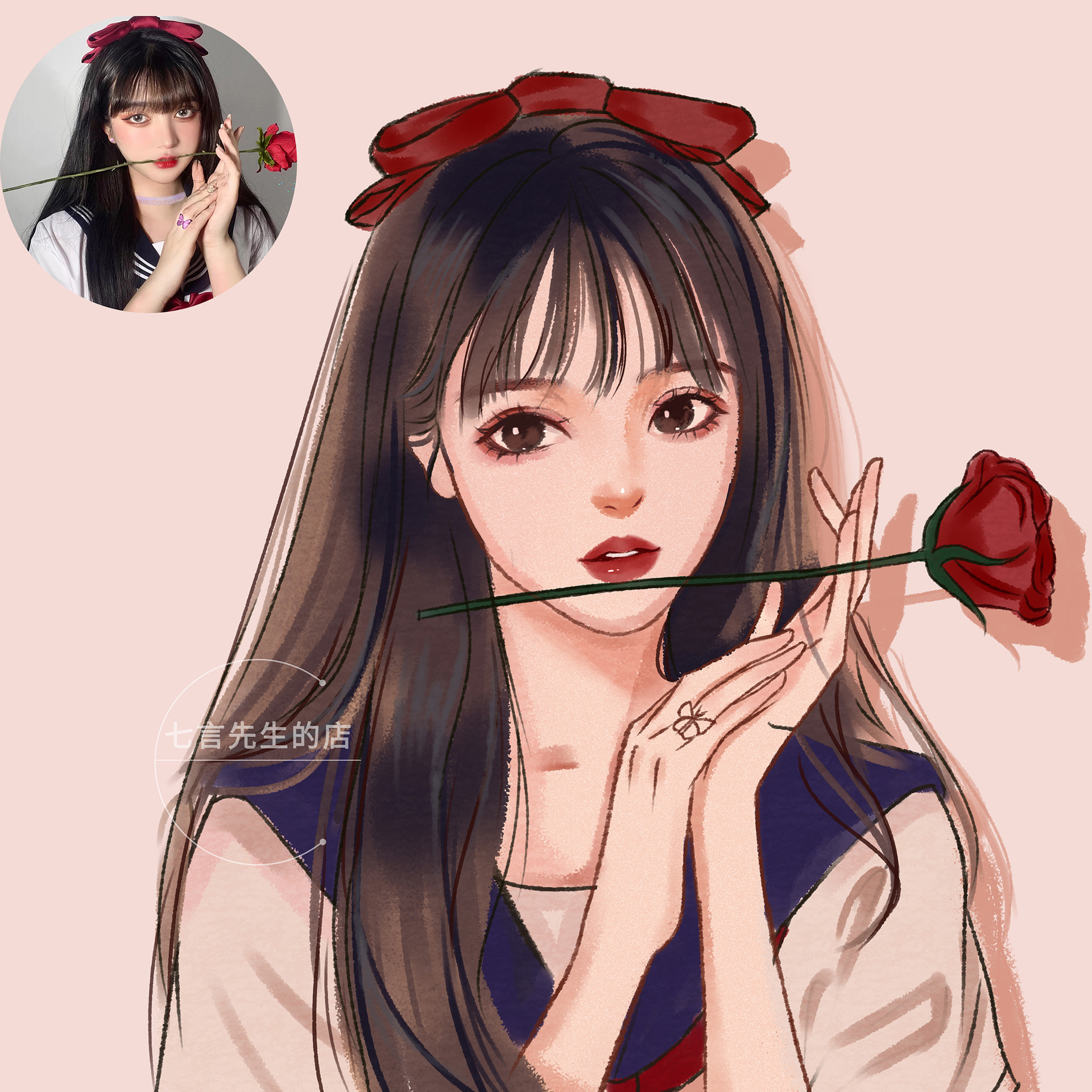 原创手绘头像情侣头像约稿真人画像照片转纯手绘素描生日礼物