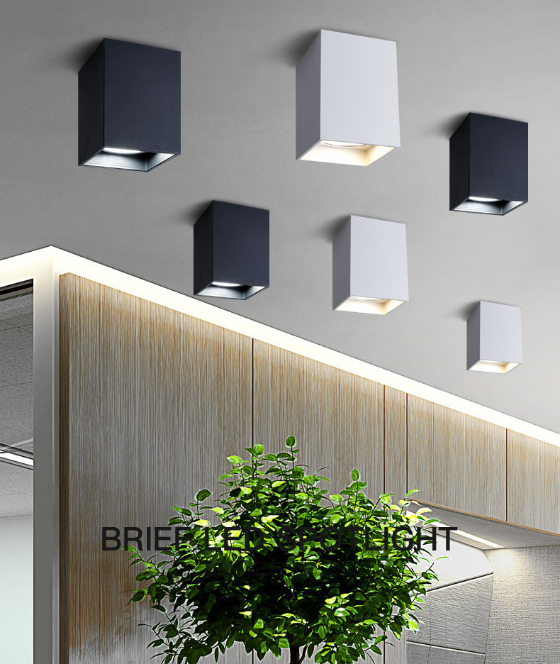 西亚明装筒灯方形吊线筒灯led单灯免开孔吸顶盒子灯走廊外置吊杆