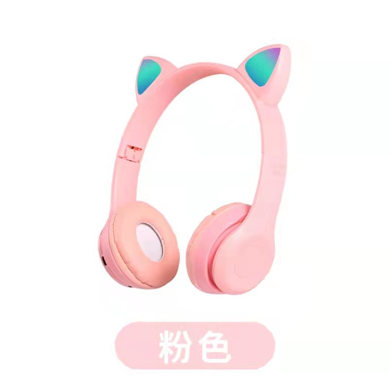 P47m Y47 Cat Ear Bluetooth Headset, Cat Ear Luminous Headphones, Cartoon Game Headset