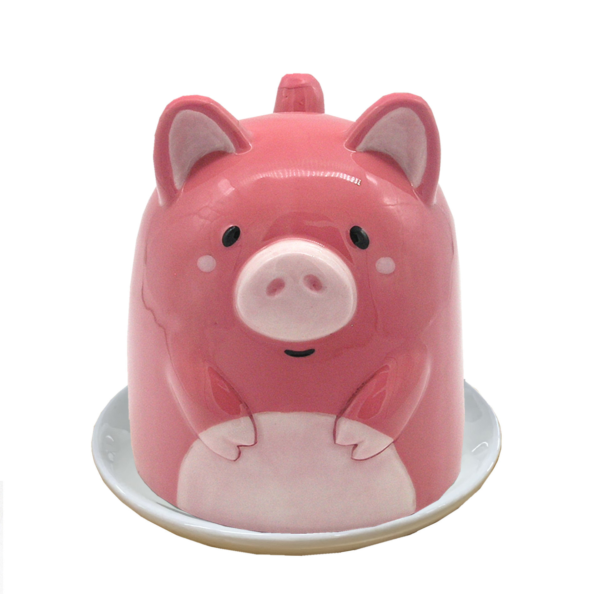 可爱动物造型倒扣杯3d动物杯碟套杯熊猫奶牛小猪绵羊陶瓷马克杯