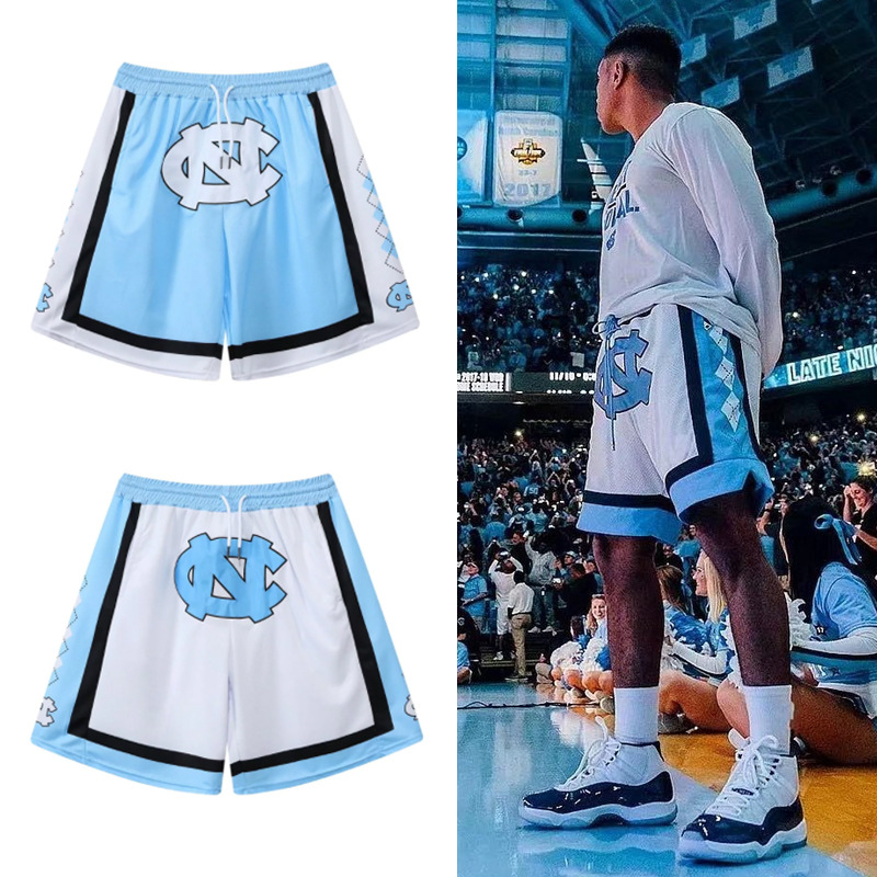 ncaa美式北卡大学篮球裤男五分裤运动休闲宽松训练速干短裤男女潮