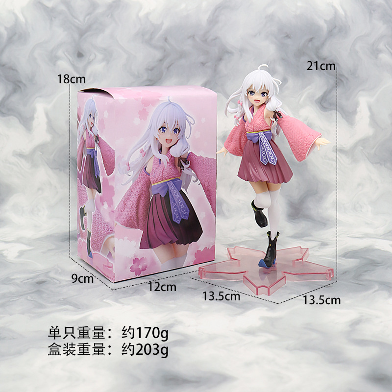 Beautiful Girl Hand-Made Cartoon Witch Tour Kimono Irena Gray Witch Cherry Blossom Standing Model Ornaments