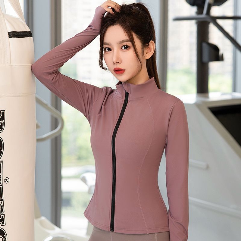瑜伽服健身外套女秋冬新款紧身速干衣长袖户外跑步外穿运动上衣