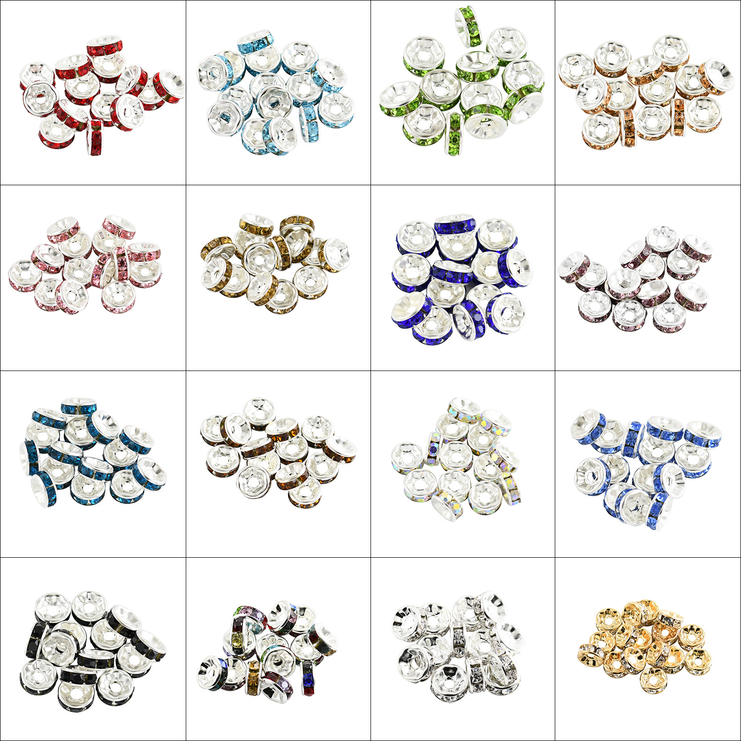 （铜材质）高端品质钻圈隔珠彩色手链镶钻隔片车轮圈高品质diy配