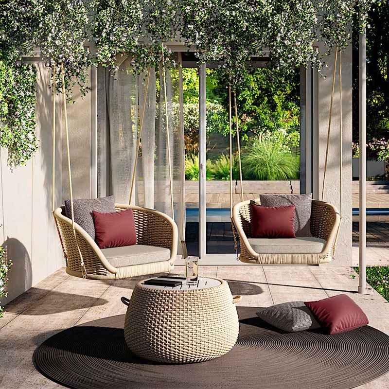 户外秋千庭院网红花园别墅室外吊篮创意休闲藤编家用防水悬挂吊椅