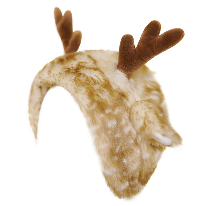 原创奈之鹿圣诞节lolita毛绒绒驯鹿角小鹿纹耳鹿角发带发箍kc耳罩