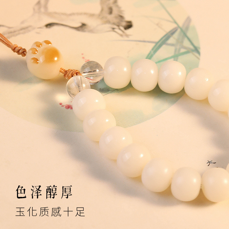 White Jade Bodhi Root Barrel Beads Design Mobile Phone Charm Seiko Charcoal Kitten's Paw Accessories Mobile Phone Pendant Factory Wholesale