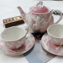 咖啡杯碟英式茶杯复古陶瓷浮雕花茶杯套装家用欧式宫廷风下午茶杯