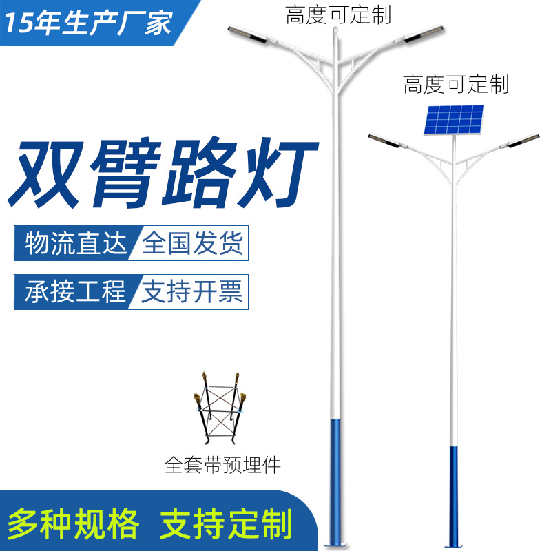 生产厂家批发9米市电太阳能路灯6米5米市政8米10米12米双臂路灯