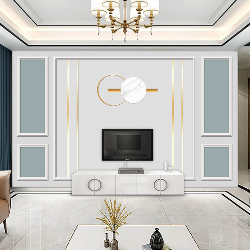 轻奢风壁布五宫格墙布北欧壁画几何3d墙纸简约现代电视背景墙壁纸