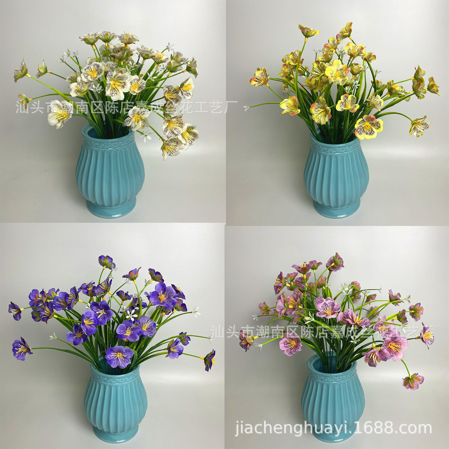 仿真花塑料花假花5头春草花春草丝印兰花春草花婚庆酒店家居装饰