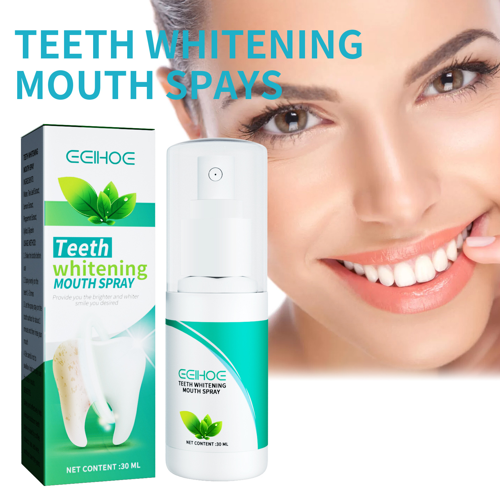 Eelhoe Teeth Whitening Oral Spray Cleaning Teeth Stains Fresh Breath Teeth Care Spray