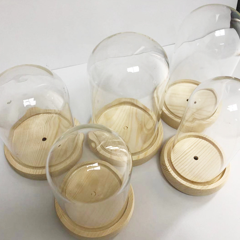 永生花玻璃罩展示盒 diy手办装饰桌面摆件干花透明防尘罩工艺品