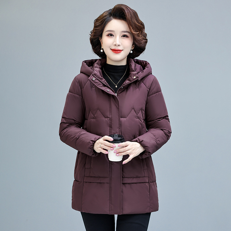 妈妈冬装棉衣时尚洋气外套大码中老年棉袄加绒加厚羽绒棉服外套女