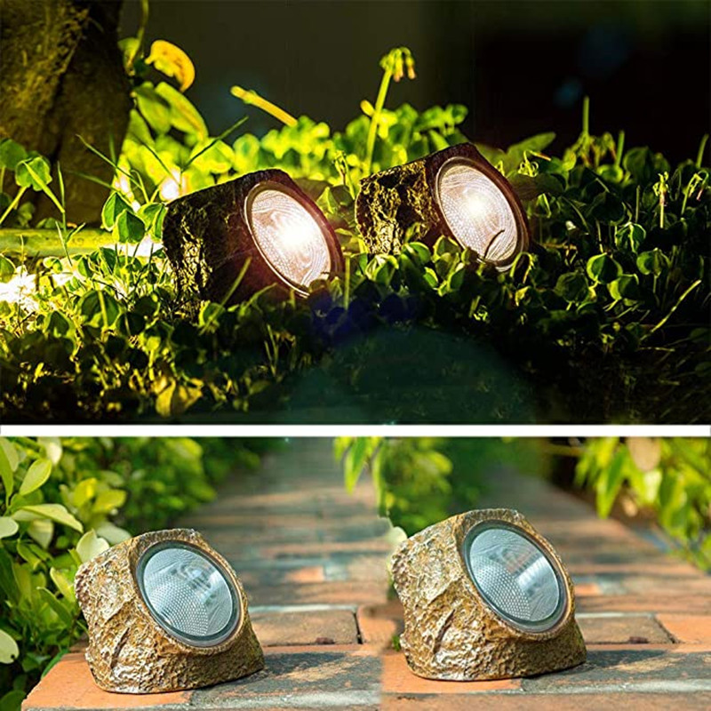 太阳能led仿真石头照明地插射灯雕塑投光花园庭院草坪装饰道路灯