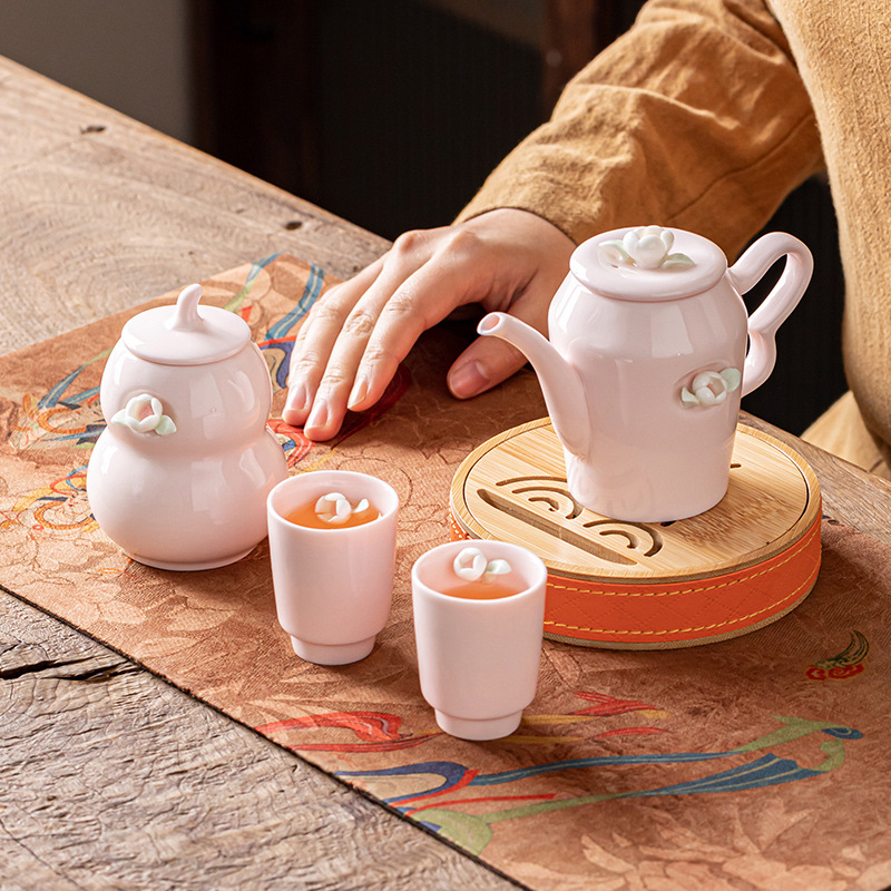 tea pot tea cup pink pinching flower kung fu tea set suit household minimalist female flower little teapot gift