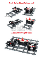 MOC积木小颗粒城市火车轨道场景变道路口缓冲区铁路终点站