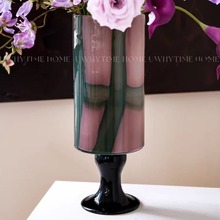 设计彩色高脚中古琉璃花瓶新中式ins高级艺术摆件花器