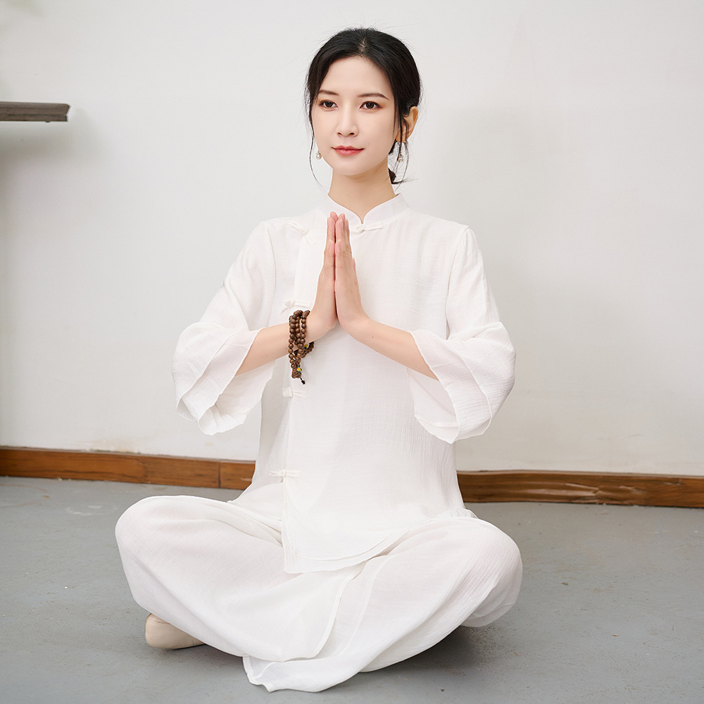 2025新款民族风棉麻禅意打坐练功服两件套国风瑜伽疗愈服冥想疗愈