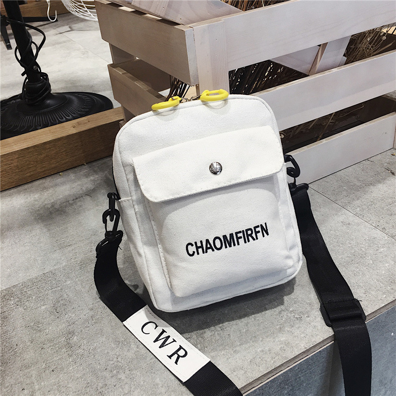 Korean Canvas Letters Small Bag Mini Crossbody Women's Bag Fashion 2021 New Women's Mobile Phone Bag One Piece Dropshipping