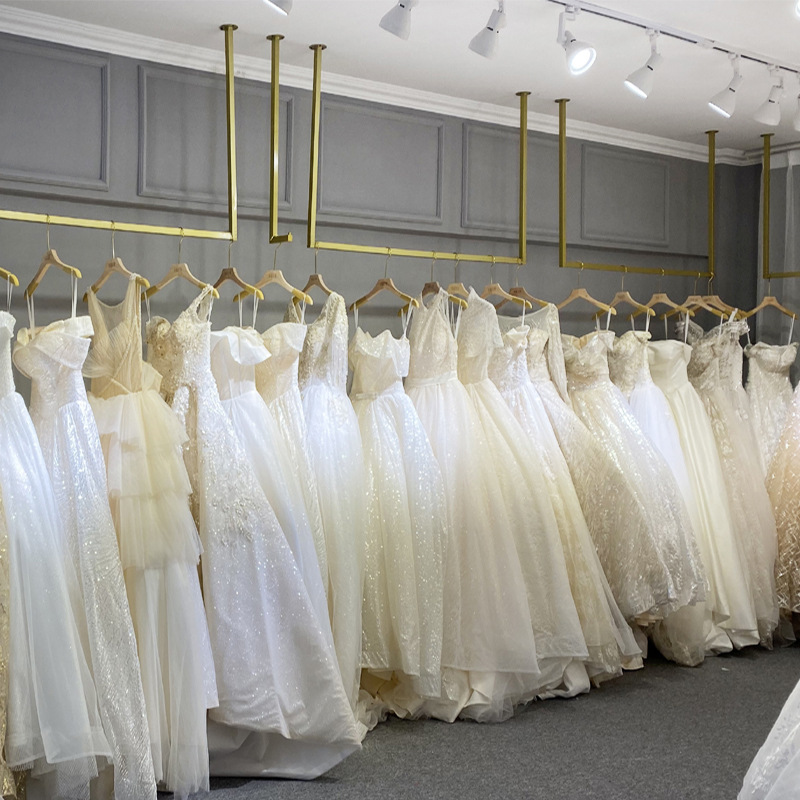 金色婚纱吊架影楼专用礼服货架女装店吊挂悬挂衣架墙上加粗陈列架