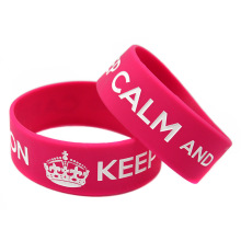 跨境饰品keep calm and keep carry on硅胶手环励志手镯1英寸手带