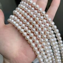 7-8mm淡水珍珠项链半成品 天然珍珠手链div饰品配件近圆散珠批发