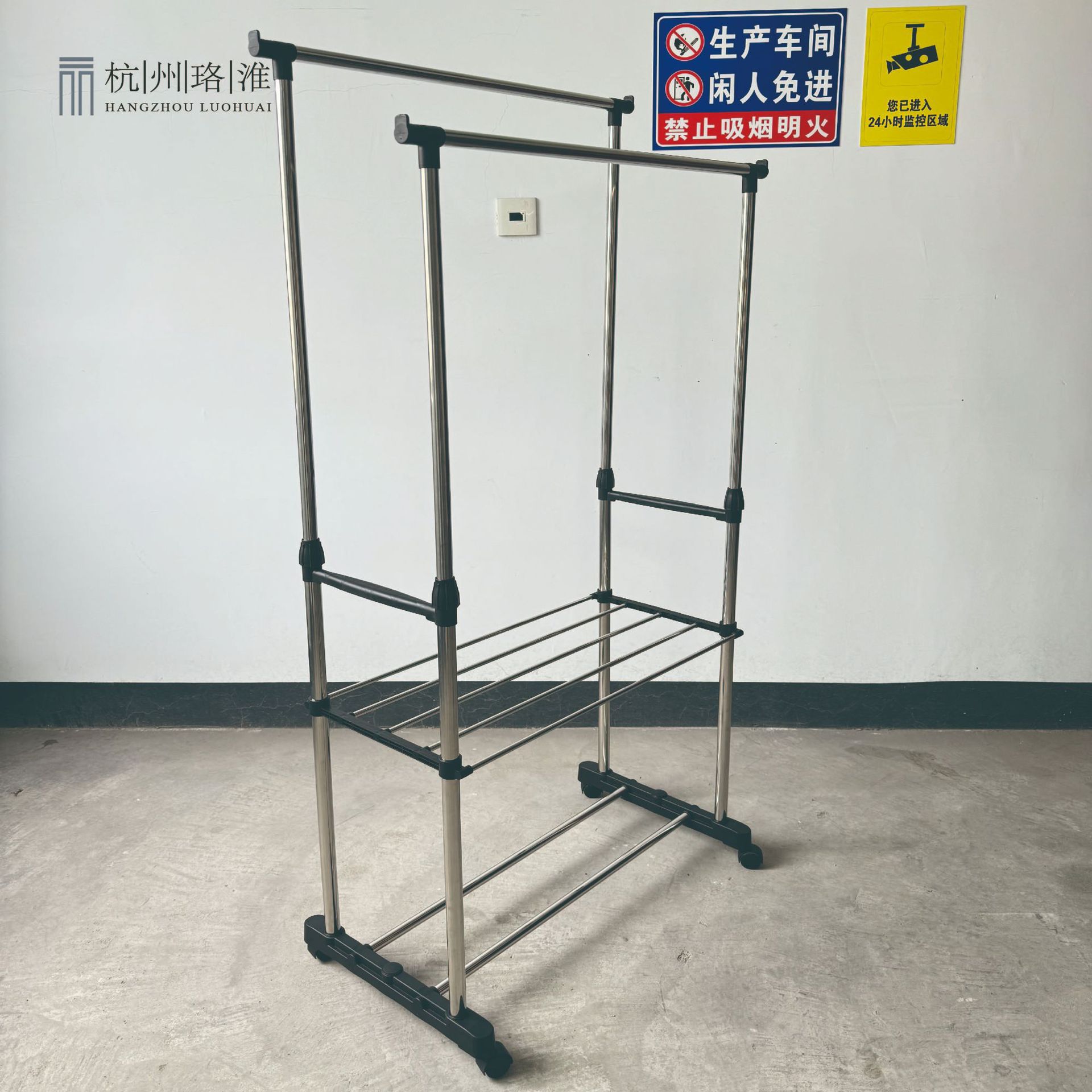 双杠多层不锈钢晾衣架阳台室内户外落地式衣物晾晒架滚轮晒被神器