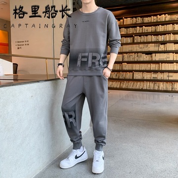 秋款休闲卫衣套装男生帅气青少年学生一套搭配潮流宽松男装两件套