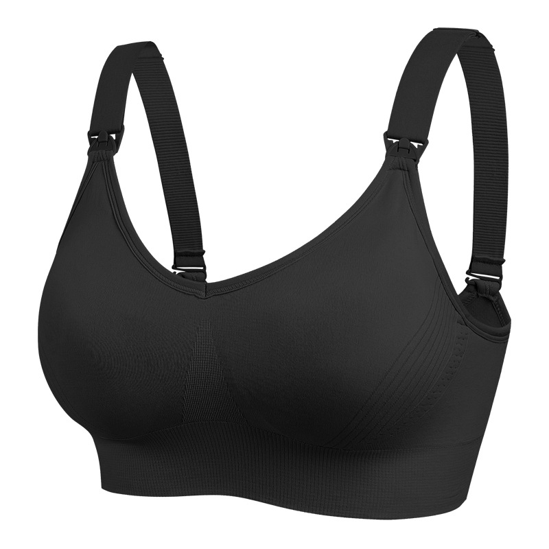 High-End Buckle Big Chest Wireless Nursing Bra Big Cup Push up and Anti-Sagging Breast Holding Pregnant Women's Underwear Thin