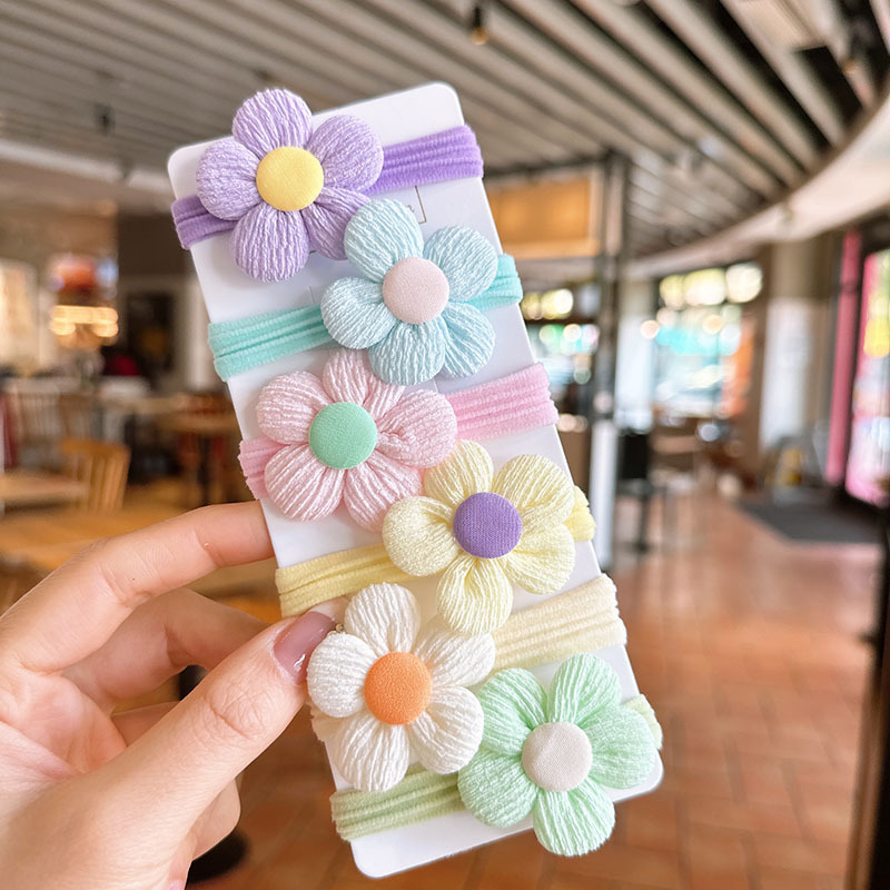 Children's Hair Rope Cute Flowers Bow Rubber Band Baby Does Not Hurt Hair Elastic Towel Ring Little Girl Hair Ring