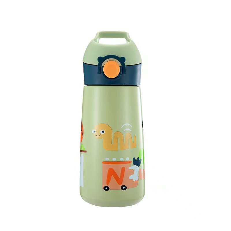 Children's Thermos Mug Water Bottle for Primary School Students with Straw Kindergarten Portable Anti-Fall Baby Water Glass