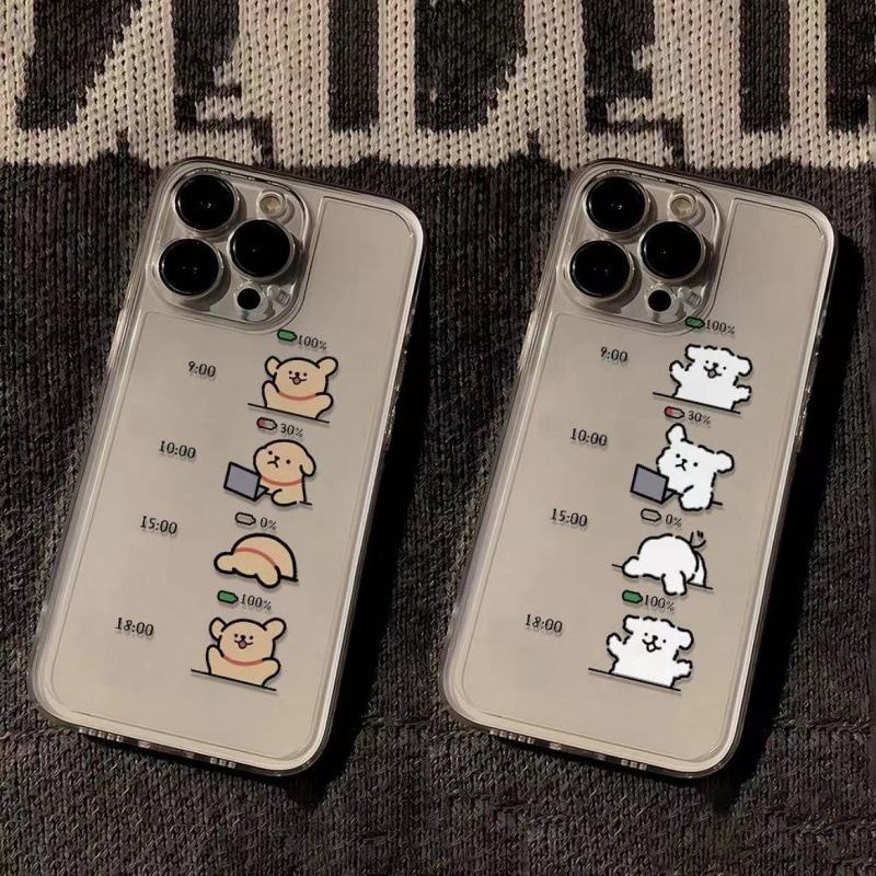 工作状态适用苹果15promax壳iphone14线条狗13/12搞怪11透明x软套