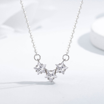 s925纯银小星星项链女小众轻奢气质闪钻锁骨链高级感饰品百搭首饰